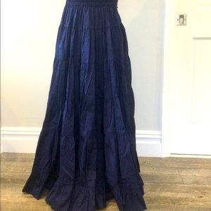 Calypso Christian celle navy silk skirt medium